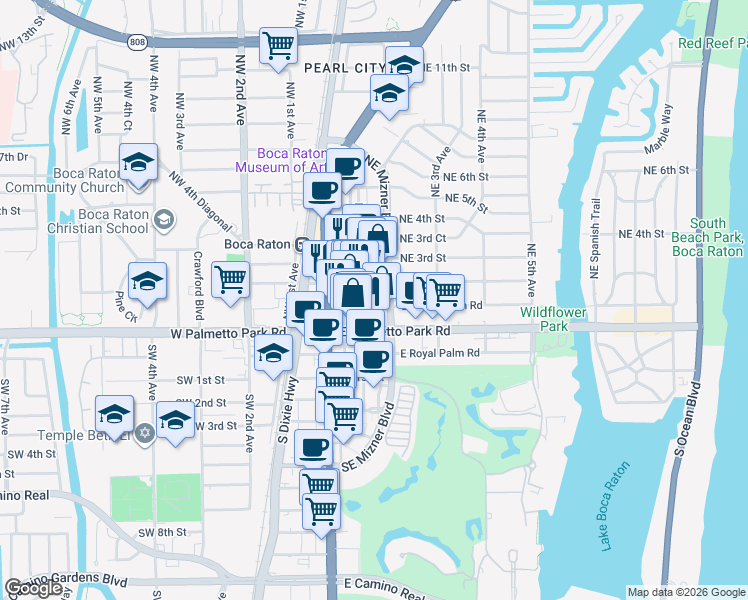 map of restaurants, bars, coffee shops, grocery stores, and more near in Boca Raton