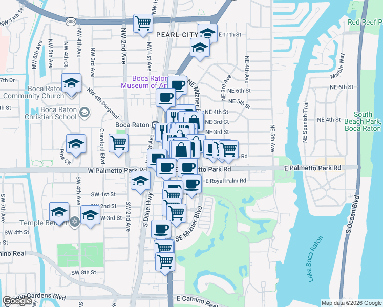 map of restaurants, bars, coffee shops, grocery stores, and more near in Boca Raton