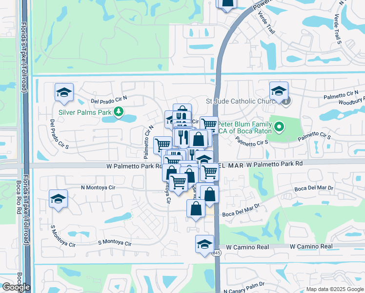 map of restaurants, bars, coffee shops, grocery stores, and more near 7126 Beracasa Way in Boca Raton