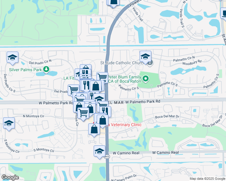 map of restaurants, bars, coffee shops, grocery stores, and more near 6902 Palmetto Circle South in Boca Raton