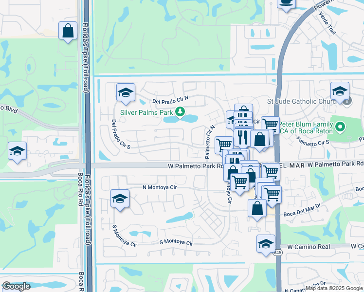 map of restaurants, bars, coffee shops, grocery stores, and more near 7482 Courtyard Run East in Boca Raton