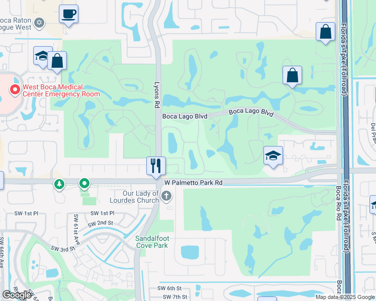 map of restaurants, bars, coffee shops, grocery stores, and more near 21945 Arriba Real in Boca Raton