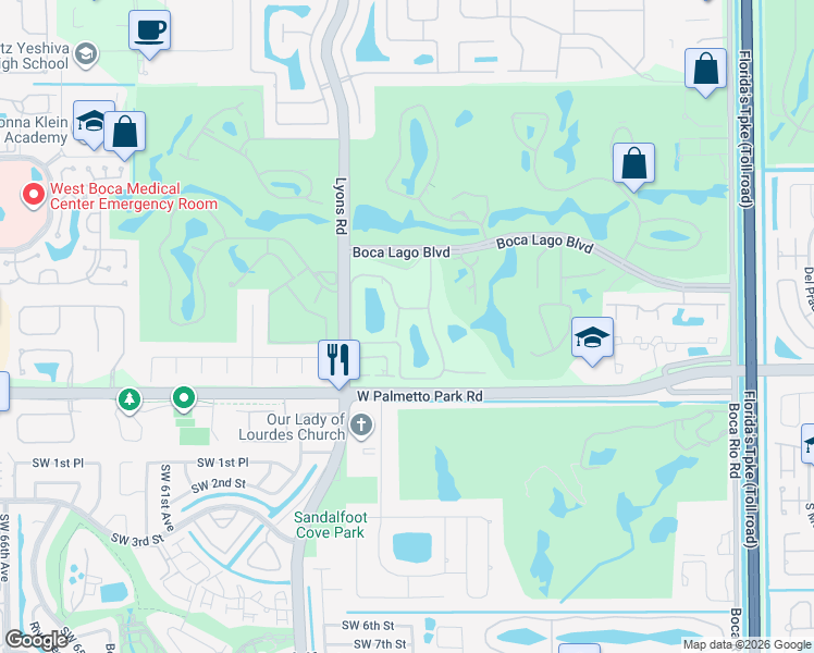 map of restaurants, bars, coffee shops, grocery stores, and more near 21945 Arriba Real in Boca Raton