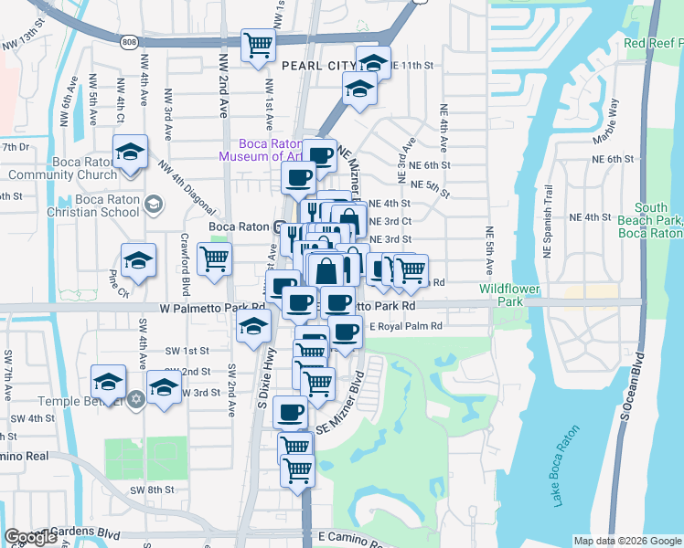 map of restaurants, bars, coffee shops, grocery stores, and more near in Boca Raton