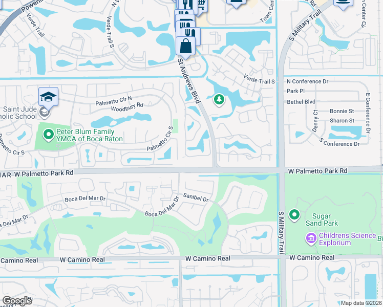map of restaurants, bars, coffee shops, grocery stores, and more near 21874 Town Place Drive in Boca Raton