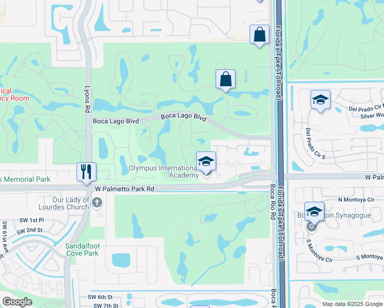 map of restaurants, bars, coffee shops, grocery stores, and more near 21955 Cypress Circle in Boca Raton