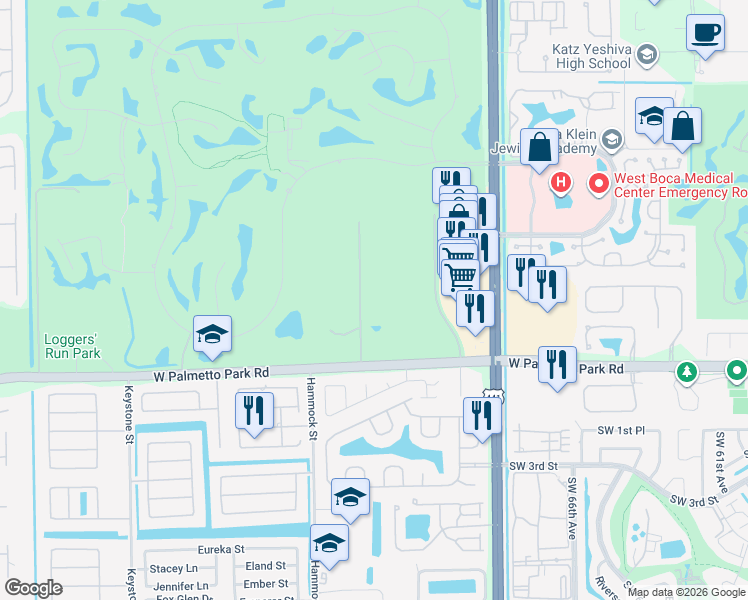 map of restaurants, bars, coffee shops, grocery stores, and more near 21798 Cartagena Drive in Boca Raton