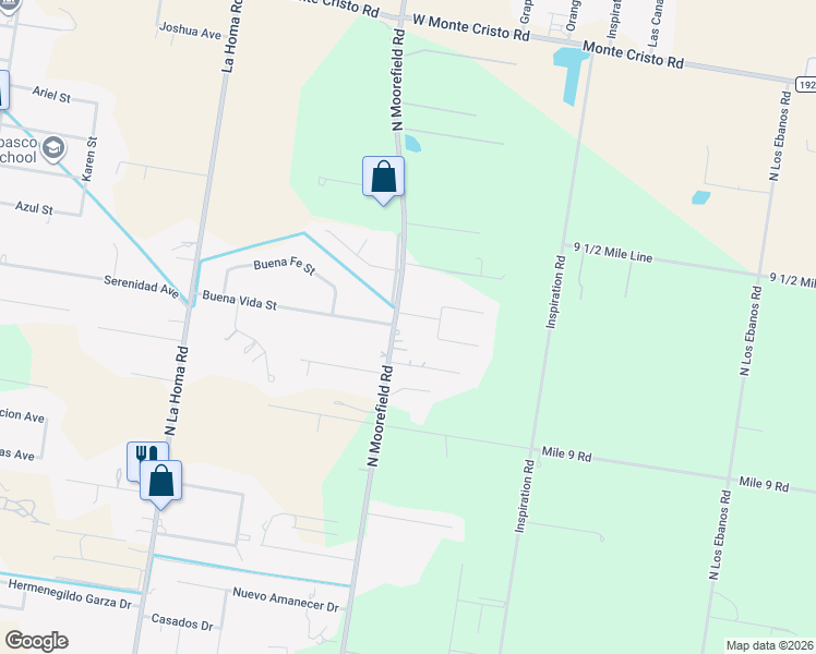 map of restaurants, bars, coffee shops, grocery stores, and more near 10514 North Moorefield Road in Mission