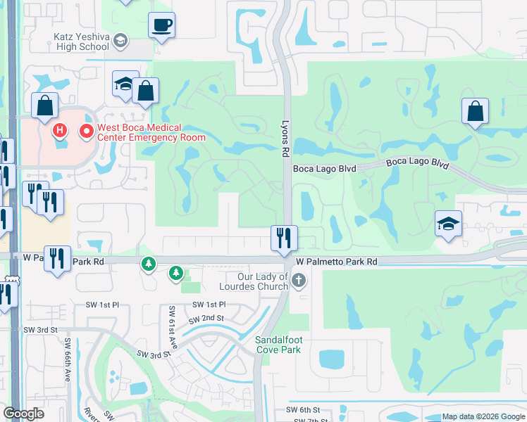 map of restaurants, bars, coffee shops, grocery stores, and more near 9101 Old Pine Road in Boca Raton