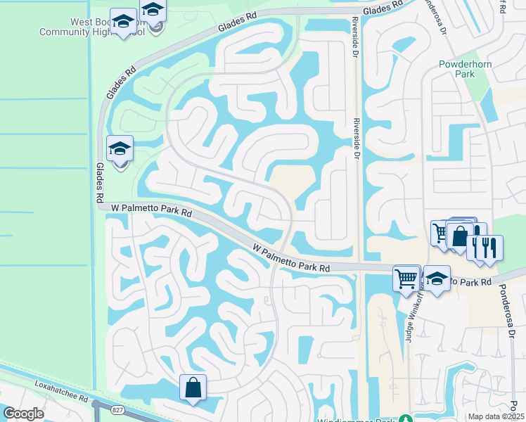 map of restaurants, bars, coffee shops, grocery stores, and more near 12355 Melrose Way in Boca Raton