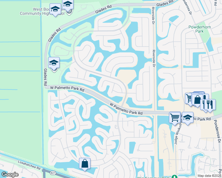 map of restaurants, bars, coffee shops, grocery stores, and more near 12355 Melrose Way in Boca Raton