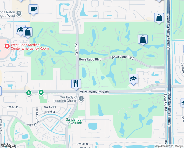 map of restaurants, bars, coffee shops, grocery stores, and more near 21945 Arriba Real in Boca Raton