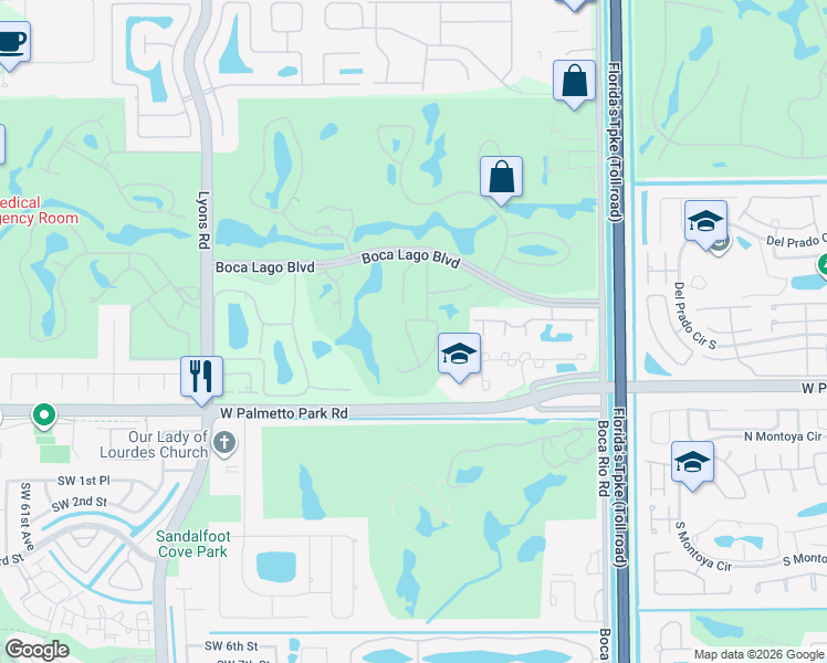 map of restaurants, bars, coffee shops, grocery stores, and more near 21955 Cypress Circle in Boca Raton