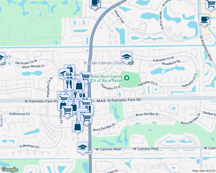 map of restaurants, bars, coffee shops, grocery stores, and more near 6855 Bridlewood Ct in Boca Raton