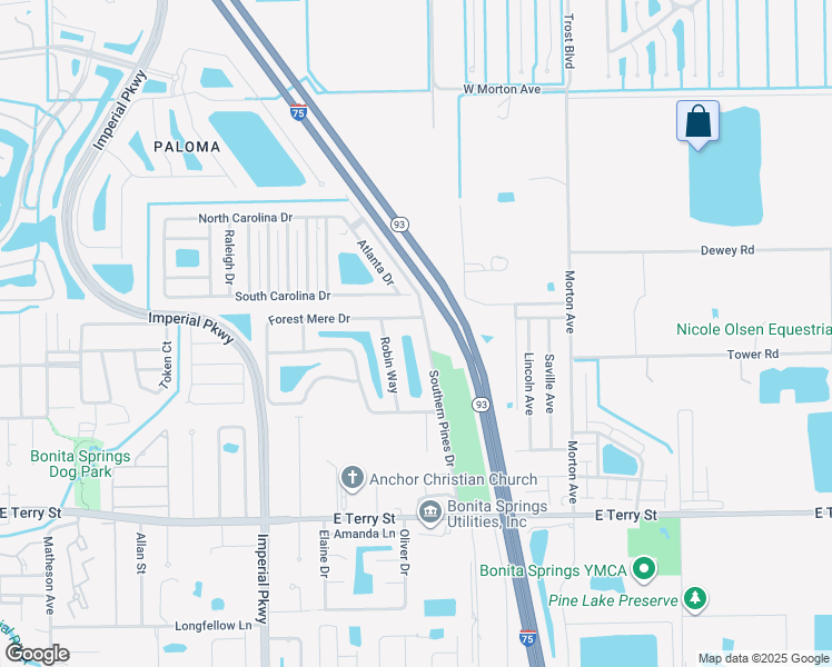 map of restaurants, bars, coffee shops, grocery stores, and more near 26510 Southern Pines Drive in Bonita Springs