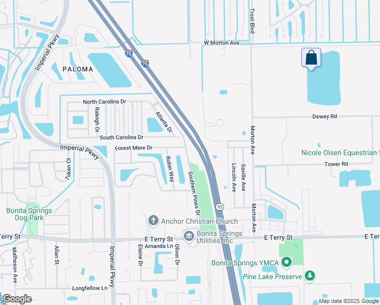 map of restaurants, bars, coffee shops, grocery stores, and more near 26511 Southern Pines Drive in Bonita Springs
