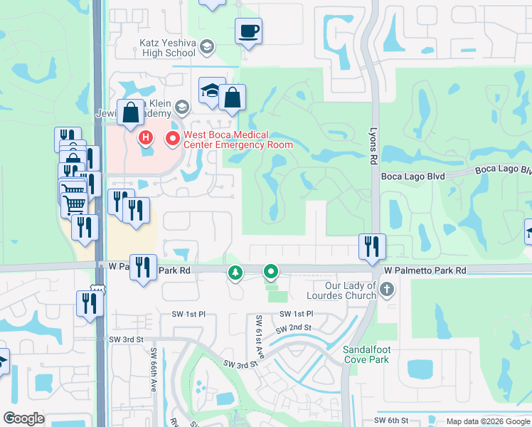 map of restaurants, bars, coffee shops, grocery stores, and more near 9310 Vista Del Lago in Boca Raton