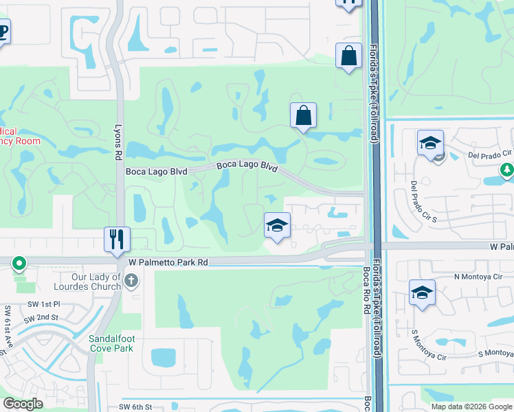 map of restaurants, bars, coffee shops, grocery stores, and more near 21648 Cypress Road in Boca Raton