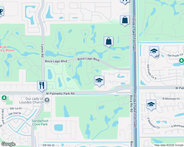 map of restaurants, bars, coffee shops, grocery stores, and more near 21955 Cypress Circle in Boca Raton
