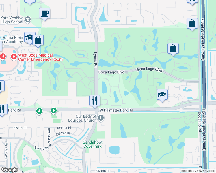 map of restaurants, bars, coffee shops, grocery stores, and more near 21897 Arriba Real in Boca Raton