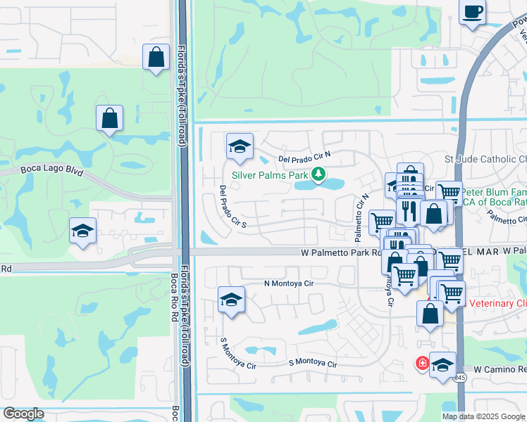 map of restaurants, bars, coffee shops, grocery stores, and more near 7750 Kenway Place East in Boca Raton