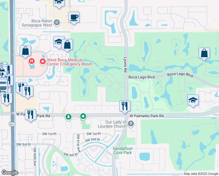 map of restaurants, bars, coffee shops, grocery stores, and more near 9114 Passiflora Way in Boca Raton