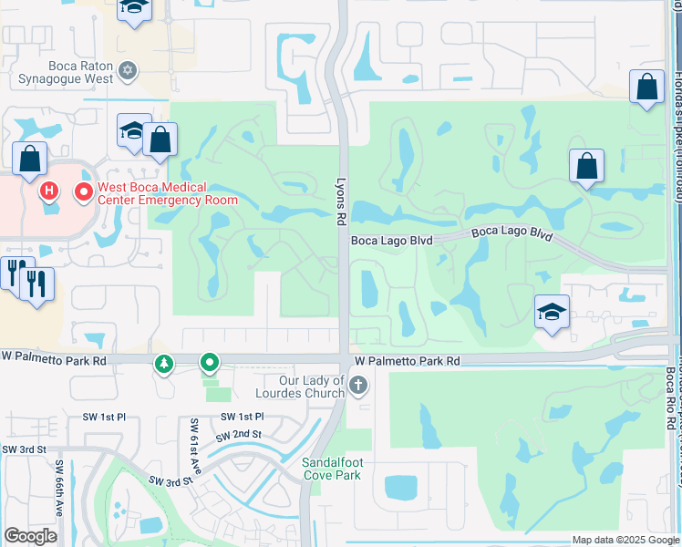 map of restaurants, bars, coffee shops, grocery stores, and more near 9398 Vista Del Lago in Boca Raton