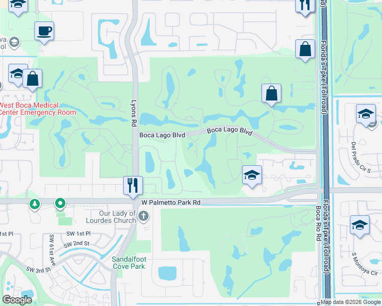 map of restaurants, bars, coffee shops, grocery stores, and more near 21691 Tall Palm Circle in Boca Raton
