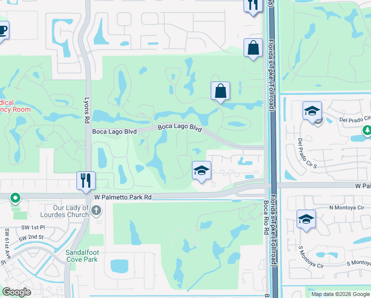 map of restaurants, bars, coffee shops, grocery stores, and more near 8334 Cypress Lane in Boca Raton