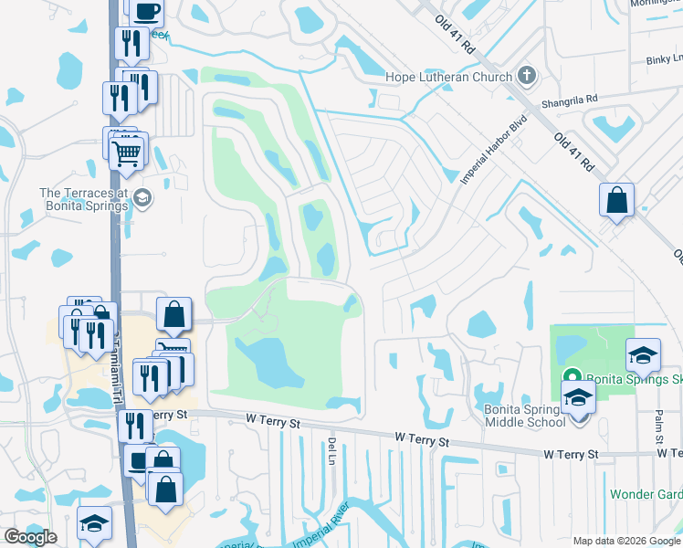 map of restaurants, bars, coffee shops, grocery stores, and more near 26341 Imperial Harbor Boulevard in Bonita Springs