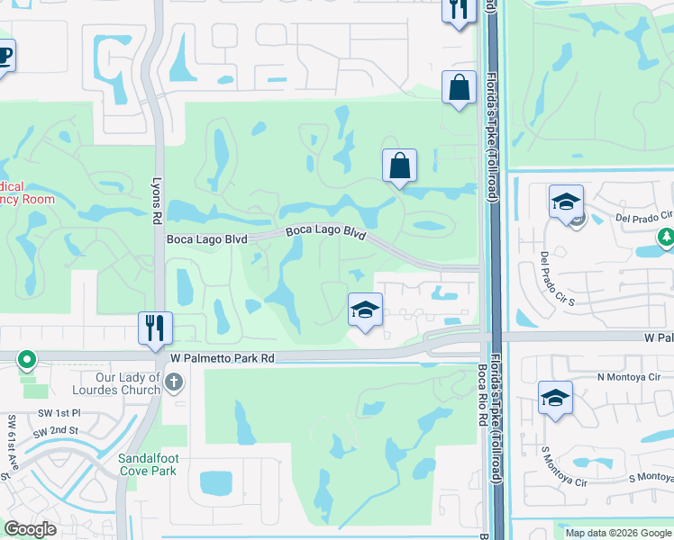 map of restaurants, bars, coffee shops, grocery stores, and more near 8334 Cypress Lane in Boca Raton