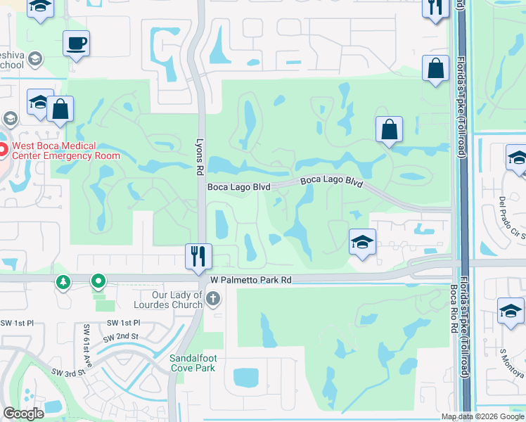 map of restaurants, bars, coffee shops, grocery stores, and more near 21691 Tall Palm Circle in Boca Raton