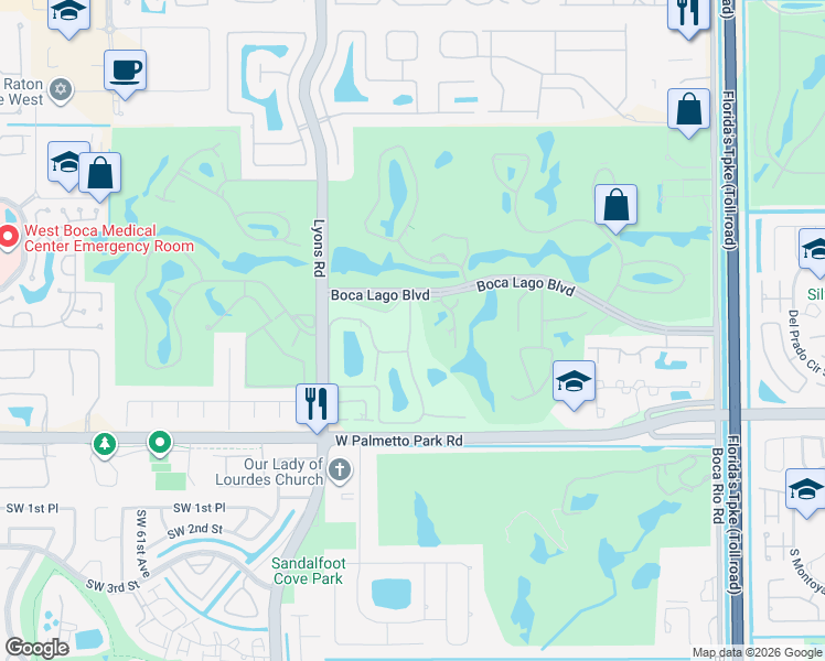 map of restaurants, bars, coffee shops, grocery stores, and more near 21691 Tall Palm Circle in Boca Raton