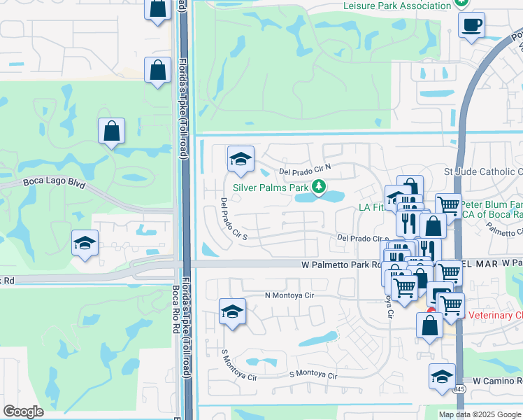 map of restaurants, bars, coffee shops, grocery stores, and more near 7735 Stanway Place in Boca Raton