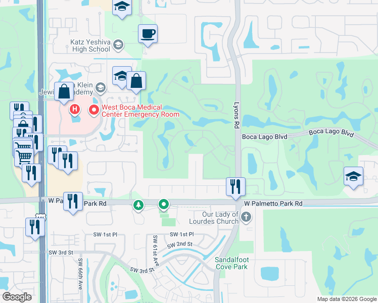 map of restaurants, bars, coffee shops, grocery stores, and more near 9262 Vista Del Lago in Boca Raton