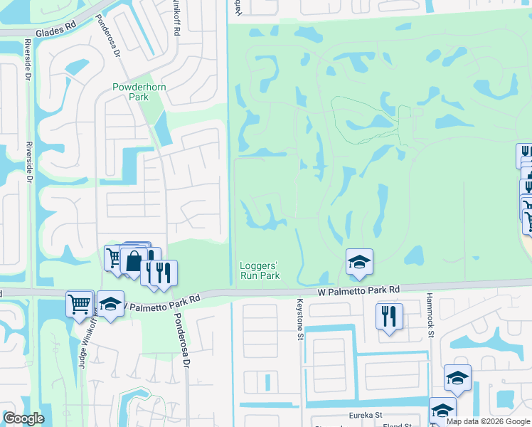 map of restaurants, bars, coffee shops, grocery stores, and more near 11146 Highland Circle in Boca Raton