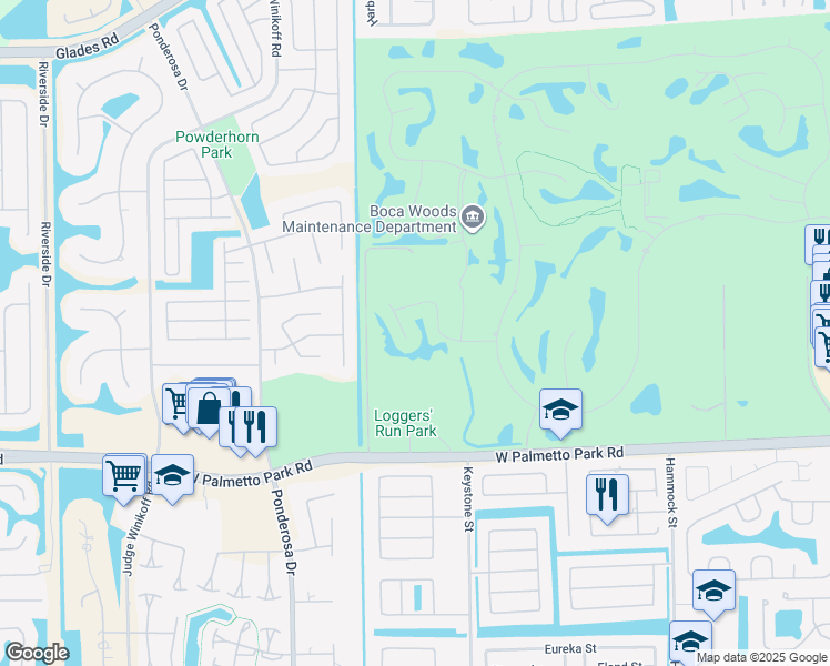 map of restaurants, bars, coffee shops, grocery stores, and more near 11158 Highland Circle in Boca Raton