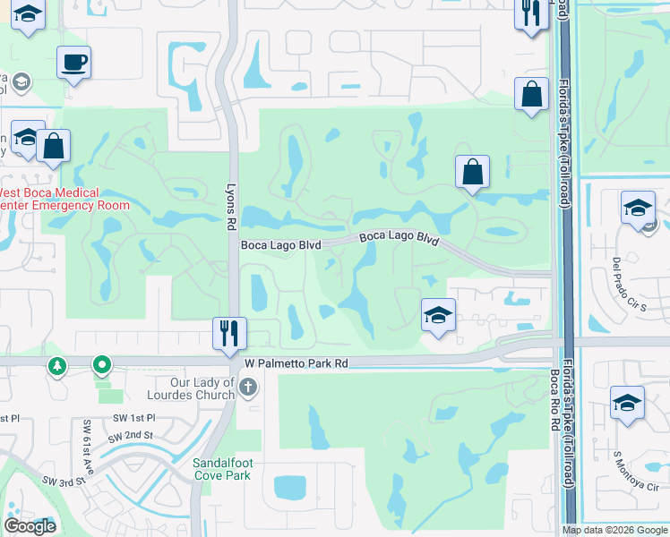 map of restaurants, bars, coffee shops, grocery stores, and more near 21691 Tall Palm Circle in Boca Raton