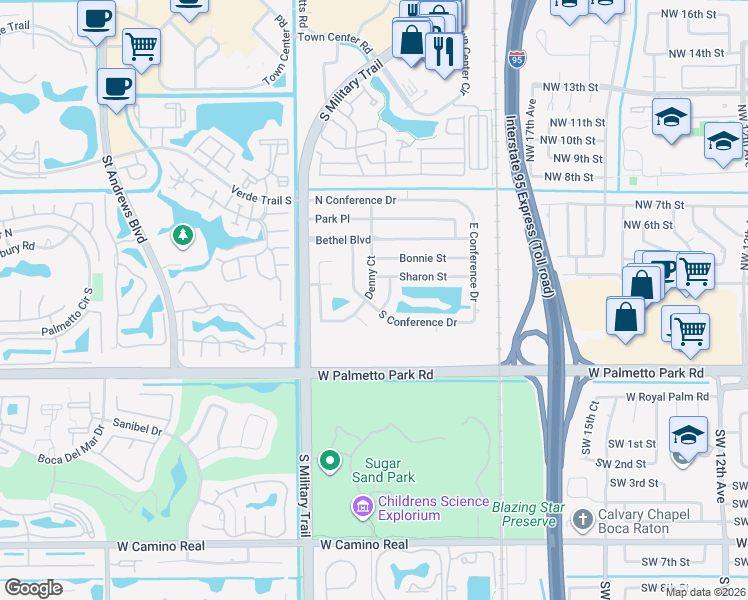 map of restaurants, bars, coffee shops, grocery stores, and more near 333 Paulus Court in Boca Raton