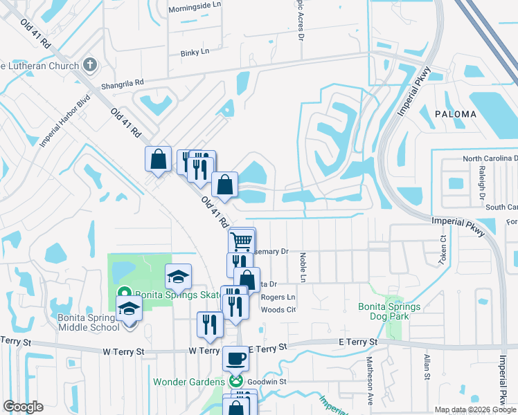 map of restaurants, bars, coffee shops, grocery stores, and more near 10226 Cobble Hill Road in Bonita Springs