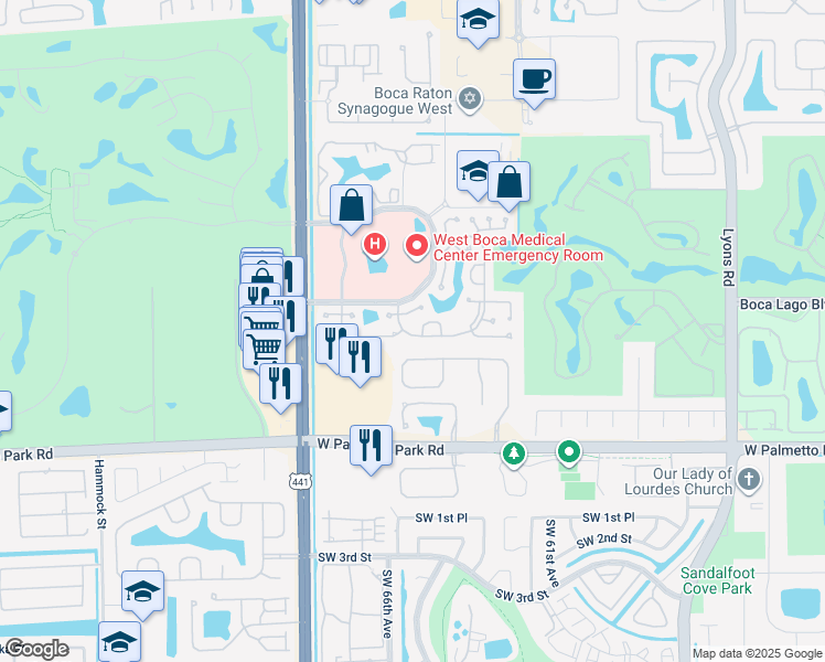 map of restaurants, bars, coffee shops, grocery stores, and more near 21871 Rainberry Park Circle in Boca Raton