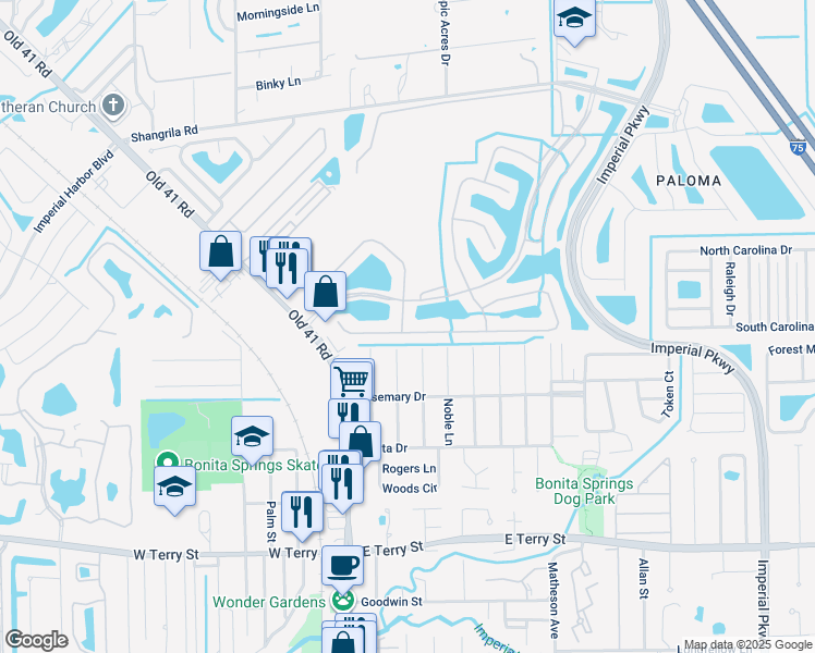 map of restaurants, bars, coffee shops, grocery stores, and more near 10240 Cobble Hill Road in Bonita Springs