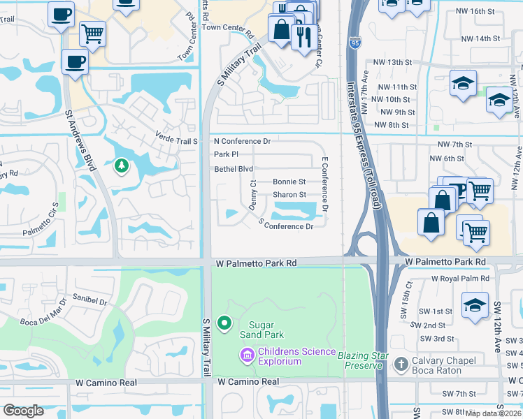 map of restaurants, bars, coffee shops, grocery stores, and more near 333 Paulus Court in Boca Raton