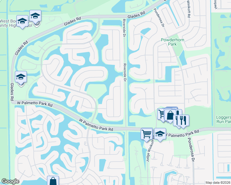 map of restaurants, bars, coffee shops, grocery stores, and more near 21674 Fall River Drive in Boca Raton