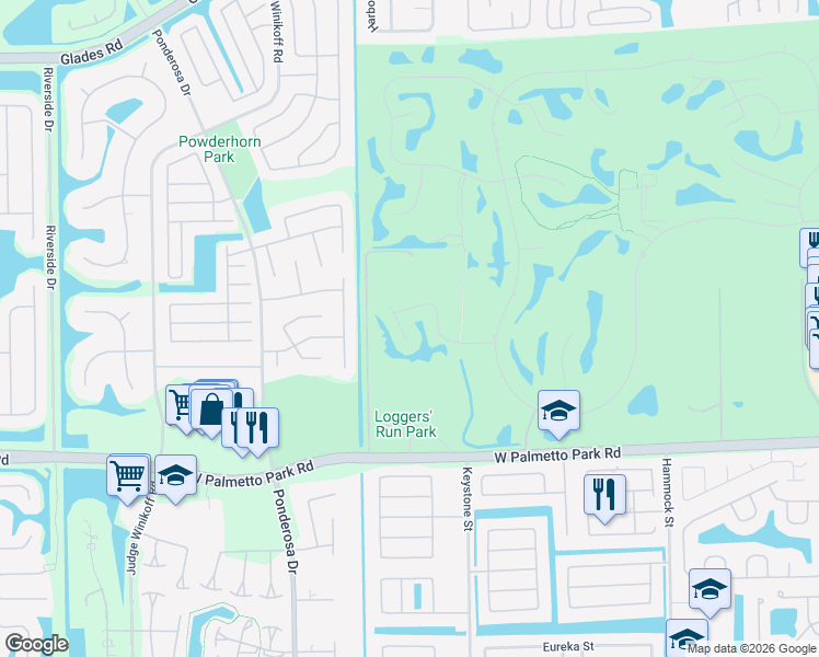 map of restaurants, bars, coffee shops, grocery stores, and more near 11146 Highland Circle in Boca Raton