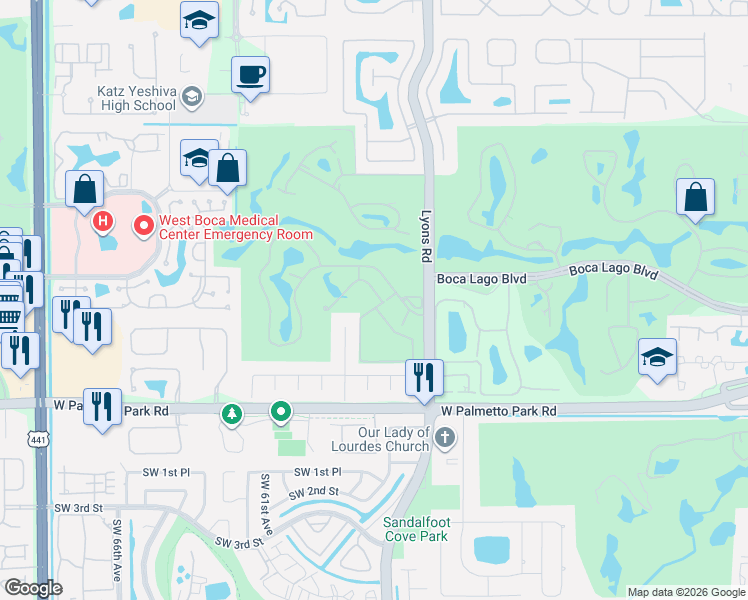 map of restaurants, bars, coffee shops, grocery stores, and more near 9114 Passiflora Way in Boca Raton