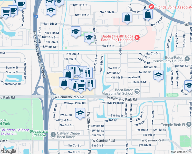 map of restaurants, bars, coffee shops, grocery stores, and more near 336 Northwest 11th Avenue in Boca Raton
