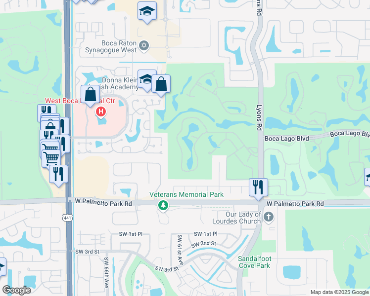 map of restaurants, bars, coffee shops, grocery stores, and more near 9265 Vista Del Lago in Boca Raton