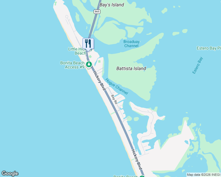 map of restaurants, bars, coffee shops, grocery stores, and more near 26427 Bay Road in Bonita Springs