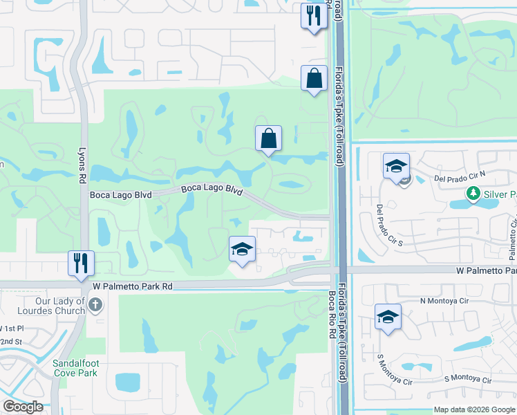 map of restaurants, bars, coffee shops, grocery stores, and more near 8358 Cypress Lane in Boca Raton